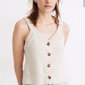 NWT MADEWELL Cream Knit Button-Up Tank Top